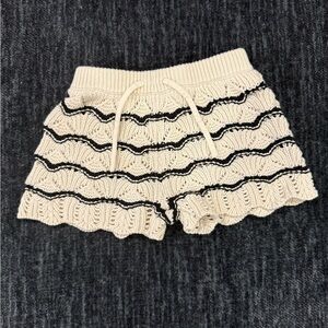Zara Knit Shorts in Cream and Black